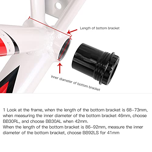 Soran Eje De Pedalier Tipo Rosca, Proceso CNC Eje De Pedalier De Bicicleta Impermeable A Prueba De Polvo Estable T6 Tratado Térmicamente De Alta Resistencia para(BB30RL φ46 【Cojinete de Acero】)