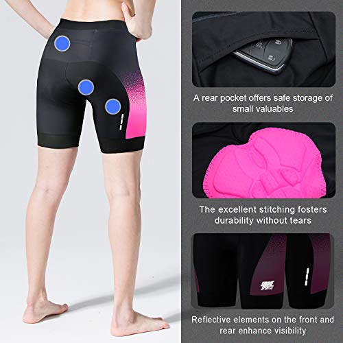 Souke Sports - Pantalones Cortos De Ciclismo para Mujer 4D Acolchados para Bicicleta De Carretera Pantalones Cortos Transpirables De Secado Rápido