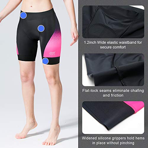 Souke Sports - Pantalones Cortos De Ciclismo para Mujer 4D Acolchados para Bicicleta De Carretera Pantalones Cortos Transpirables De Secado Rápido