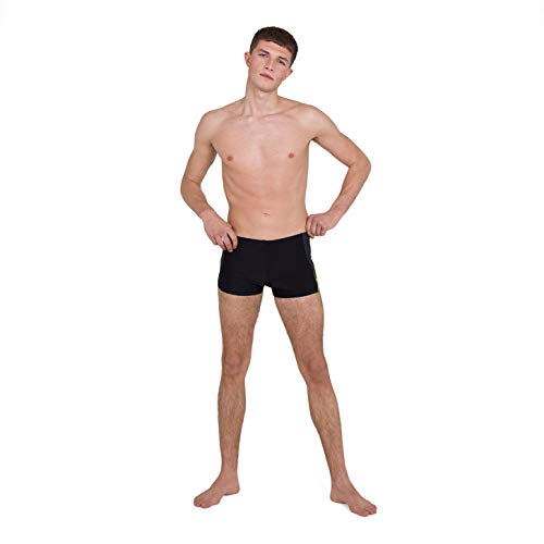 Speedo Dive Aquashort Am Bañador, Hombre, Black/Oxid Grey/Fluo Yellow, 34