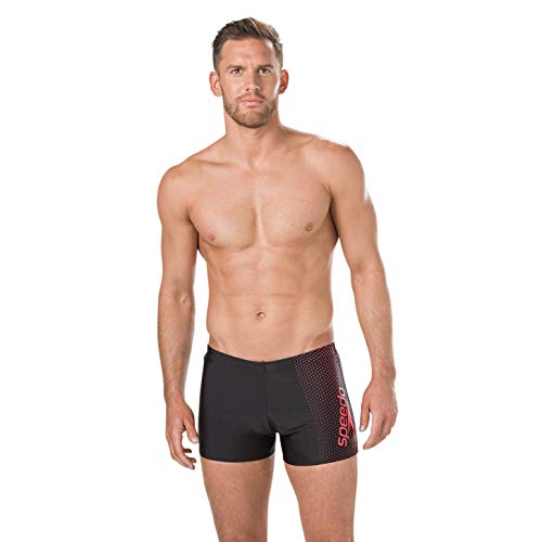 Speedo Gala Logo Bañador, Adult Male, Negra/Lava Rojo, 34 (ES 85 CM)