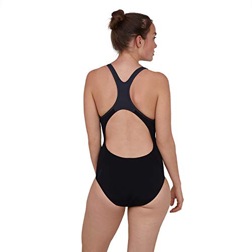 Speedo Laneback con Inserto Bañador, Mujer, Negro/Gris óxido, 6-9M