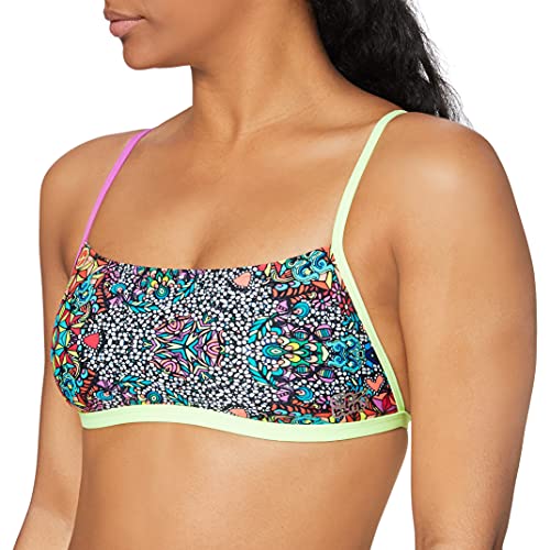 Speedo Psychedelic Dreams Crossback Top AF Parte Inferior Bikini, Mujer, Black/Bright Zest/Neon Orchid/Jewel Pink, 34