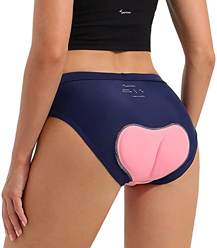 Sportneer Pantalones de Ciclismo para Mujer Acolchados Ciclismo Calzoncillos Calzoncillos de Rueda Bicicleta Deslizamiento Gel,Azul, M