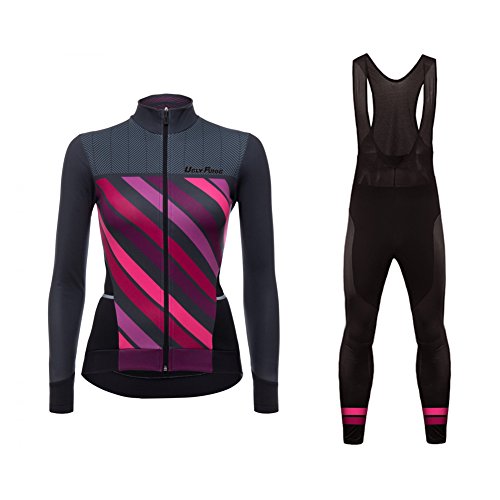 Sports Wear Ropa Ciclismo Otoño/Invierno/Mujer - Cicicleta de montaña Ciclismo Maillot MTB de Manga Larga y Culotte Pantalones Acolchado 3D Sets