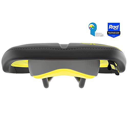 SQlab 611 Ergowave Active Flow Yellow Ed. LIM. S-Tube, 13 cm Sillín, Adultos Unisex, Negro-Verde