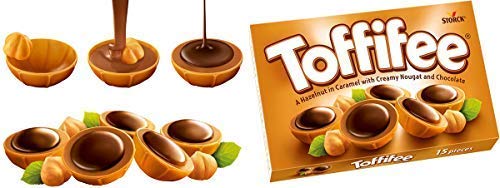 Storck "Toffifee" Avellanas enteras cubiertas de caramelo con crema de avellanas y chocolate - 1 x 125 gramos