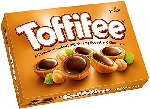 Storck "Toffifee" Avellanas enteras cubiertas de caramelo con crema de avellanas y chocolate - 1 x 125 gramos