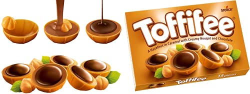 Storck Toffifee bombones enteros de avellana cubiertos de caramelo con crema de avellanas y chocolate | Avellanas bañadas en chocolate 2 paquetes x 125 g