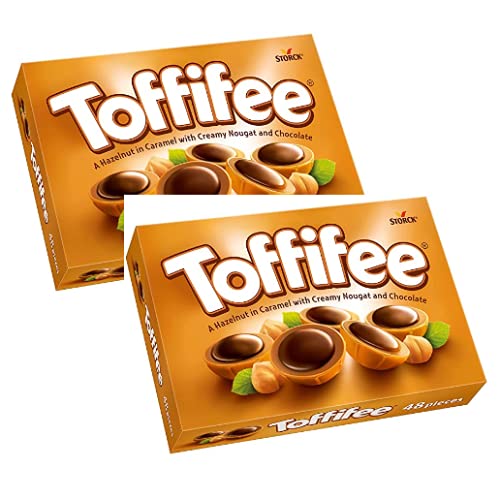 Storck Toffifee bombones enteros de avellana cubiertos de caramelo con crema de avellanas y chocolate | Avellanas bañadas en chocolate 2 paquetes x 125 g