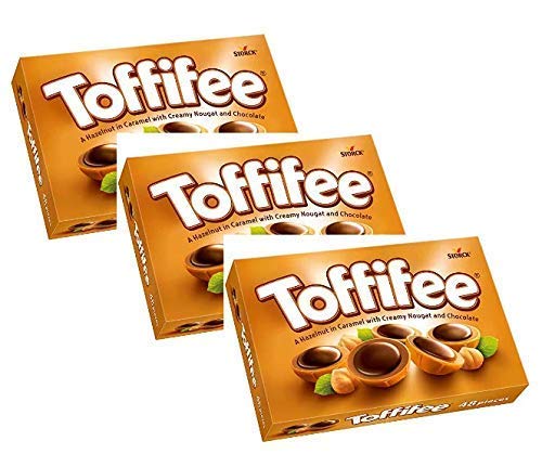 Storck Toffifee bombones enteros de avellana cubiertos de caramelo con crema de avellanas y chocolate | Avellanas bañadas en chocolate 3 paquetes x 125 g