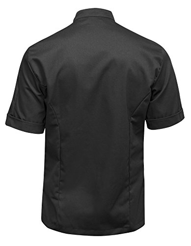 strongAnt® - Chaqueta Cocinero de Manga Corta. Uniforme de Chef Hombre. Ropa de Cocina - Estilo Delgado, Ajuste Delgado - Hecho en EU - Noir M