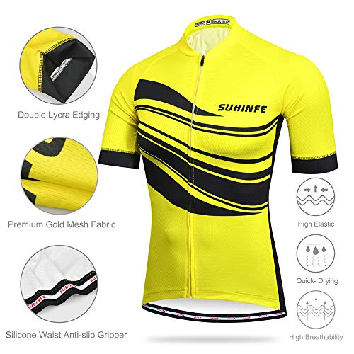 SUHINFE Ropa Ciclismo Hombre, Transpirable y de Secado rápido Maillot Ciclismo y Grueso Culotte Acolchado 5D para Verano