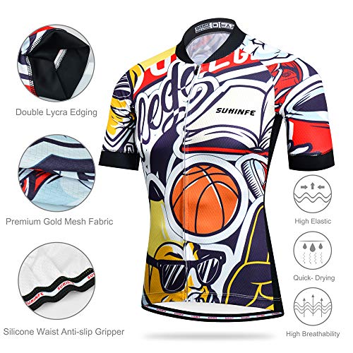 SUHINFE Traje Ciclismo Hombre para Verano, Ciclismo Maillot y Culotte Ciclismo Culote Bicicleta con 5D Gel Pad para Deportes al Aire Libre Ciclo Bicicleta, XL