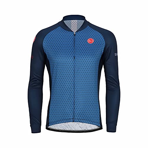 SUNDRIED Hombre Camiseta de Ciclismo Manga Larga Bicicleta de Pista Top de Ciclismo Camiseta de Ciclismo de Montaña Kit de Ciclismo (Azul, XS)