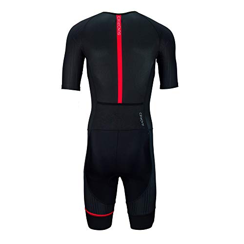 SUNDRIED Hombres Pro Traje de manga corta Trisuit Triatlón Ironman mejor para Racing Tri Suit (Negro, L)