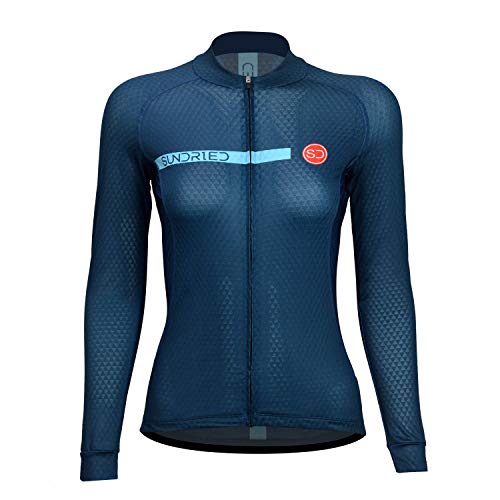 SUNDRIED Mujer Pro Range Maillot de Ciclismo Manga Larga Camiseta de Bicicleta para Bicicleta de Pista Ropa de Ciclismo Profesional (Azul, XS)