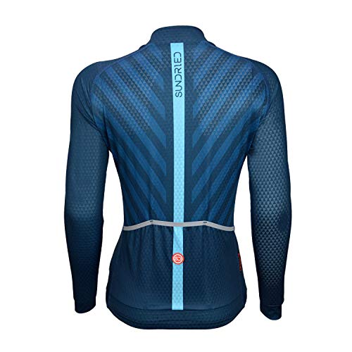 SUNDRIED Mujer Pro Range Maillot de Ciclismo Manga Larga Camiseta de Bicicleta para Bicicleta de Pista Ropa de Ciclismo Profesional (Azul, XS)