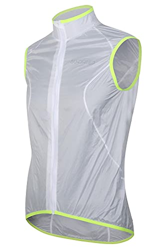 SUNDRIED Paquete de Gilet Ciclismo Correr a Prueba de Viento Resistente al Agua Deporte Chaleco Reflectante Chaleco Ultra Ligero (Blanco, L)