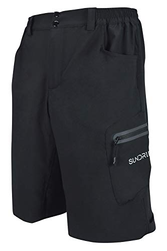 SUNDRIED para Hombre de la montaña Pantalones de Ciclista Gama Pro MTB Ropa de Ciclo (L, Negro)