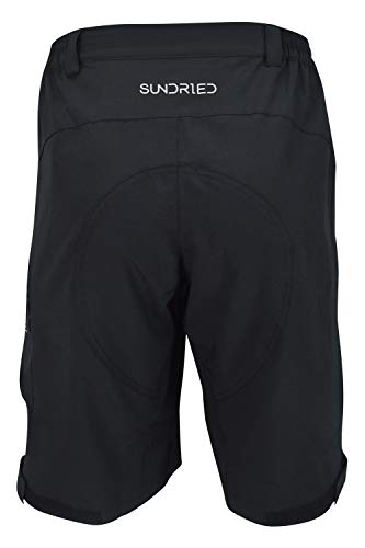 SUNDRIED para Hombre de la montaña Pantalones de Ciclista Gama Pro MTB Ropa de Ciclo (L, Negro)