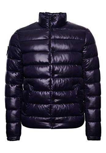 Superdry Hombre Chaqueta Acolchada de Brillo Intenso Azul Marino Náutico XXL