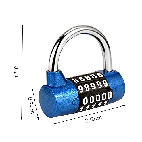 Surplex Cerradura de la Combinación de Seguridad Candado de 5 Dígitos, Juego de Candado Impermeable Antirruido Reajustable, para Gimnasio al Aire Libre Oficina de la Escuela Casa Maleta (azul)