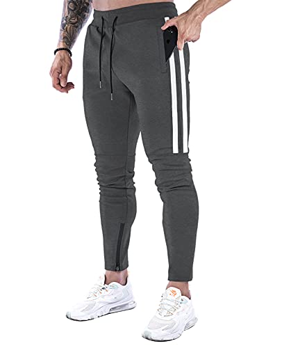 Suwangi Pantalones Deportivos Running para Hombre Jogger Gimnasio Fitness Entrenamiento Pantalon Largos Chándal Bolsillo Cremallera