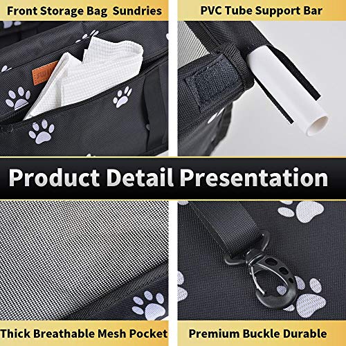 SWIHELP Bolsa de Transporte para Mascotas, Asiento del Coche de Seguridad para Mascotas Perro Gato Plegable Lavable Viaje Bolsas y Otra Mascota Pequeña con Cremallera Bolsillo[ Paw Pattern]