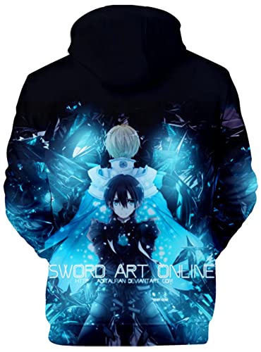 Sword Art Online Manga 3D Sudaderas Kirigaya Suguha Cosplay Pullover Sudaderas Anime SAO Bajo Mundo Alice Yuuki Kirito Manga Larga Ropa Deportiva Tops, 14 Sword Art Online, L