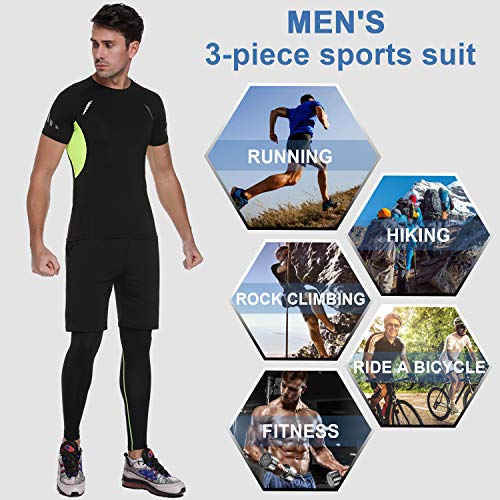 Sykooria Camiseta de Compresión Manga Corta Manga Larga para Hombre Ropa Deportiva de Transpirable y Secado Rápido para Deporte Running Ciclismo Fitness Gym Entrenamiento