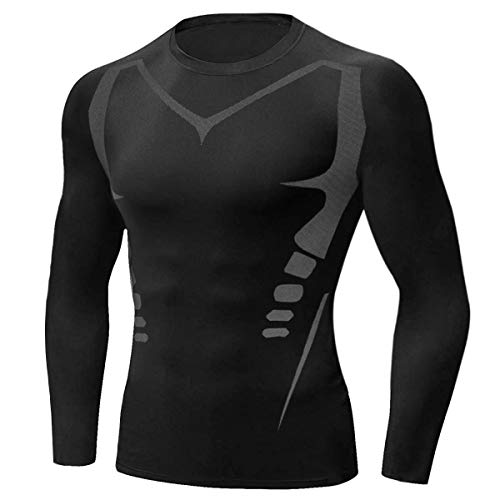 Sykooria Camiseta de Compresión Manga Corta Manga Larga para Hombre Ropa Deportiva de Transpirable y Secado Rápido para Deporte Running Ciclismo Fitness Gym Entrenamiento