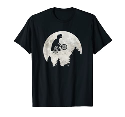 T-rex En Bicicleta Divertida T-Rex Bicicleta Moon Jump Camiseta