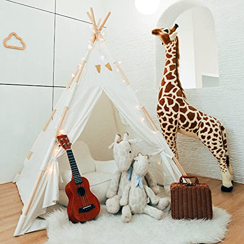 Tacobear Tipi Infantil Tipi Tienda Tipi Indio para Niños con Guirnalda de Luces Pluma Grande Tienda Campaña Portátil Tienda Casa de Juegos para Interiores para Niños Niñas