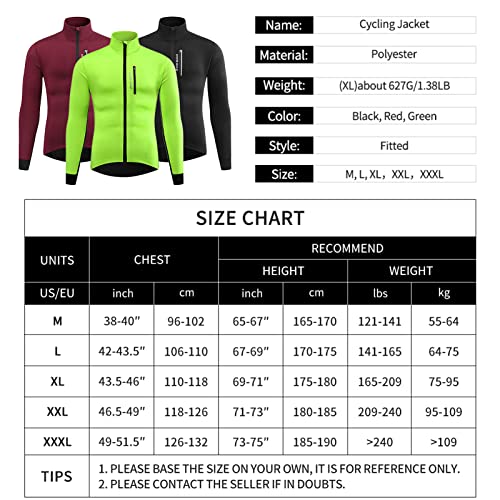 Taruor Chaqueta de Ciclismo Invierno, Paravientos para Hombre, Impermeable y Abrigo de Viento