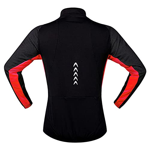 TDHLW Chaqueta Bici Montaña Mujer Invierno Polar Térmico, Impermeable Prueba de Viento Chaqueta Softshell Ciclismo Deportes al Aire Libre Jackets Reflectante Outerwear,Rojo,3XL