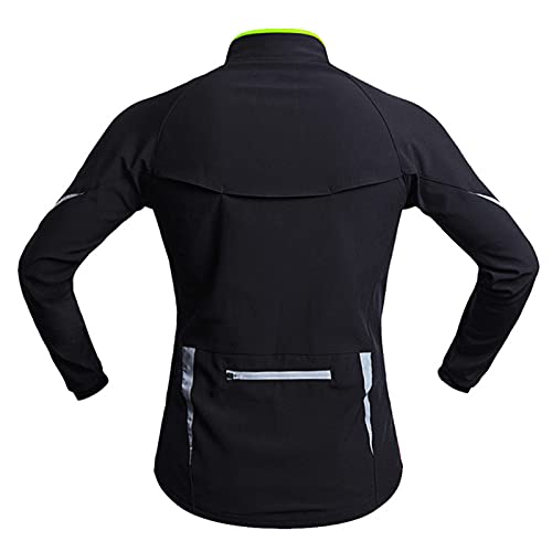 TDHLW Chaqueta de Ciclismo de Invierno para Mujer, Impermeable Transpirable Cálido Polar Reflectante Bici Abrigo Chaqueta de Ciclismo al Aire Libre Softshell a Prueba de Viento,Verde,XL