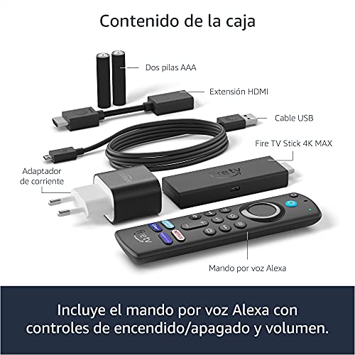 Te presentamos el Fire TV Stick 4K Max con Wi-Fi 6 y mando por voz Alexa (incluye controles para el televisor)