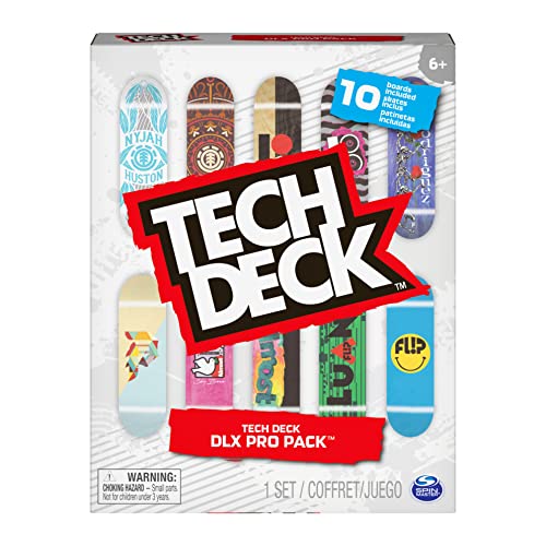 Tech Deck Juego diapasones Patinaje, Paquete de 10 Tablas para fingerboarding DLX Pro coleccionables, para Amantes del Skate a Partir de 6 años (Spin Master 778988391068)