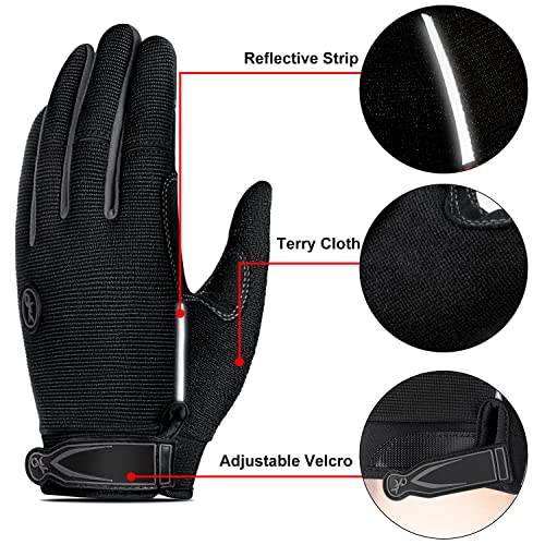 TEUEN Guantes Ciclismo Dedos Largos Guantes MTB con Pantalla Táctil Guantes Bicicleta Montaña para Hombre Mujer Guantes De Ciclismo con Acolchadas De Gel (Negro, M-Medio)