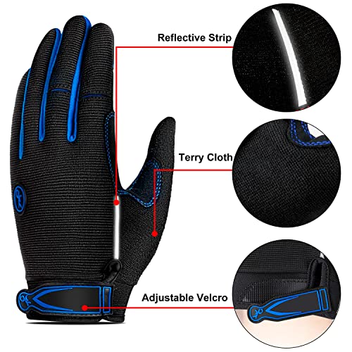 TEUEN Guantes Ciclismo Dedos Largos Guantes MTB con Pantalla Táctil Guantes Bicicleta Montaña para Hombre Mujer Guantes De Ciclismo con Acolchadas De Gel (Azul, XL-Extra Grande)