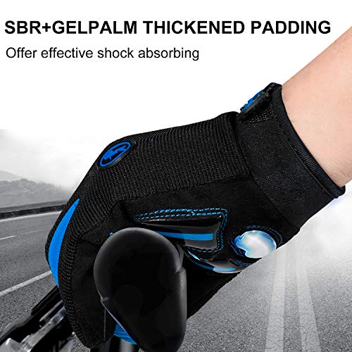 TEUEN Guantes Ciclismo Dedos Largos Guantes MTB con Pantalla Táctil Guantes Bicicleta Montaña para Hombre Mujer Guantes De Ciclismo con Acolchadas De Gel (Azul, XL-Extra Grande)