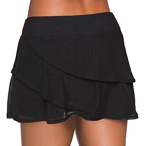 Timagebreze Traje de BaaO Sexy para Mujer Pantalones Cortos de Playa Traje de BaaO de Media Falda Conservadora Ropa de Playa Leggings de Cintura Alta Negro L