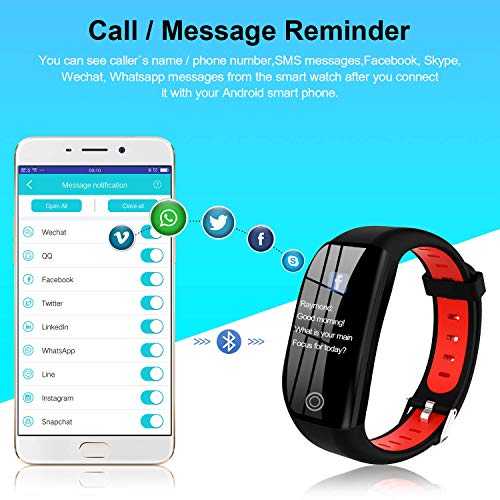 Tipmant Pulsera de Actividad, Reloj Inteligente Smartwatch Impermeable IP68 Pulsera Inteligentes con Pulsómetro Podómetro Calorías Pulsera Deporte para Android y iOS para Hombre Mujer Niños (Rojo)