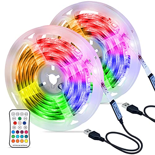 Tiras LED 6M ,Hoteril Tira LED RGB USB Impermeable con Control Remoto, 4 Modos de Brillo y 16 Colores, Tira LED Regulable para Habitacion, Hogar, Cocina, Bar, Fiesta, Boda, Restaurante (2 * 3M)