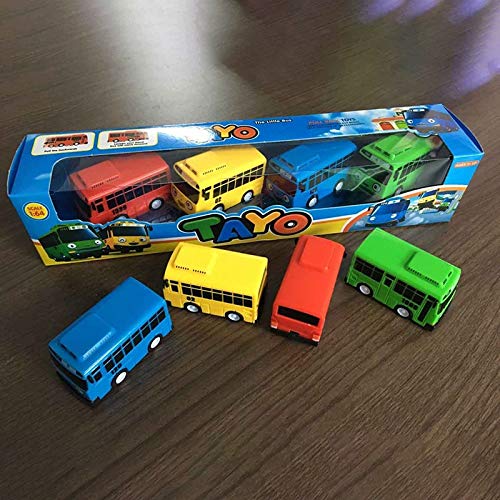 Tire hacia Atrás Coches Divertido 4 Unids/Set Tayo El Pequeño Autobús Mini Plástico Tirar Hacia Atrás Azul Tayo Rojo Gani Amarillo Lani Verde Rogi Bus Modelo De Coche Para Regalo De Niños