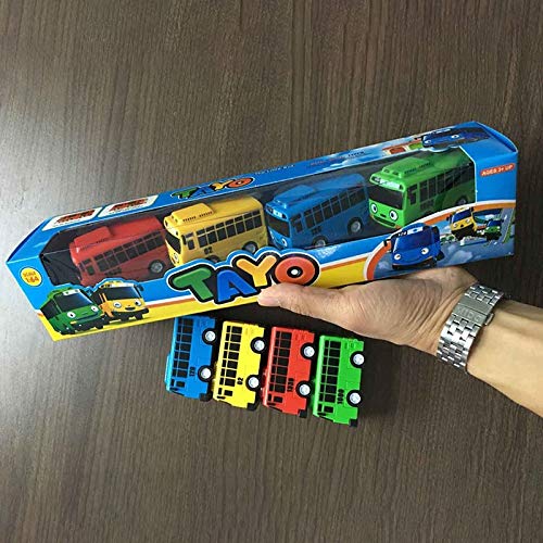 Tire hacia Atrás Coches Divertido 4 Unids/Set Tayo El Pequeño Autobús Mini Plástico Tirar Hacia Atrás Azul Tayo Rojo Gani Amarillo Lani Verde Rogi Bus Modelo De Coche Para Regalo De Niños