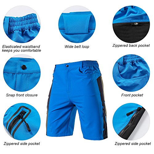 TOM SHOO Pantalones Cortos de MTB, Pantalones Cortos de Ciclismo para Hombre con Acolchados en 3D y 4 Bolsillos para Deporte al Aire Libre y Ciclismo