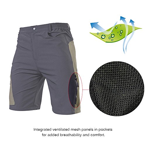 TOM SHOO Pantalones Cortos de MTB, Pantalones Cortos de Ciclismo para Hombre con Acolchados en 3D y 4 Bolsillos para Deporte al Aire Libre y Ciclismo