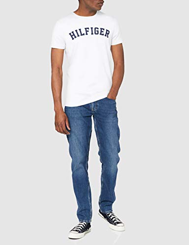 Tommy Hilfiger Logo Camiseta de Cuello Redondo,Perfecta para El Tiempo Libre, Blanco (White), M para Hombre